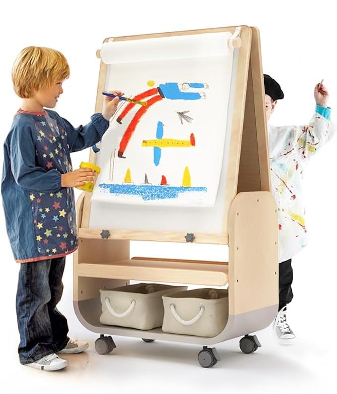 BanaSuper 3-in-1 Kids Art Easel with Wheels - Height Adjustable