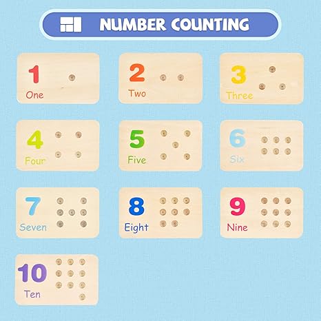 Wooden Montessori Number Blocks for Toddlers, Counting Peg Board