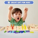 Wooden Montessori Number Blocks for Toddlers, Counting Peg Board