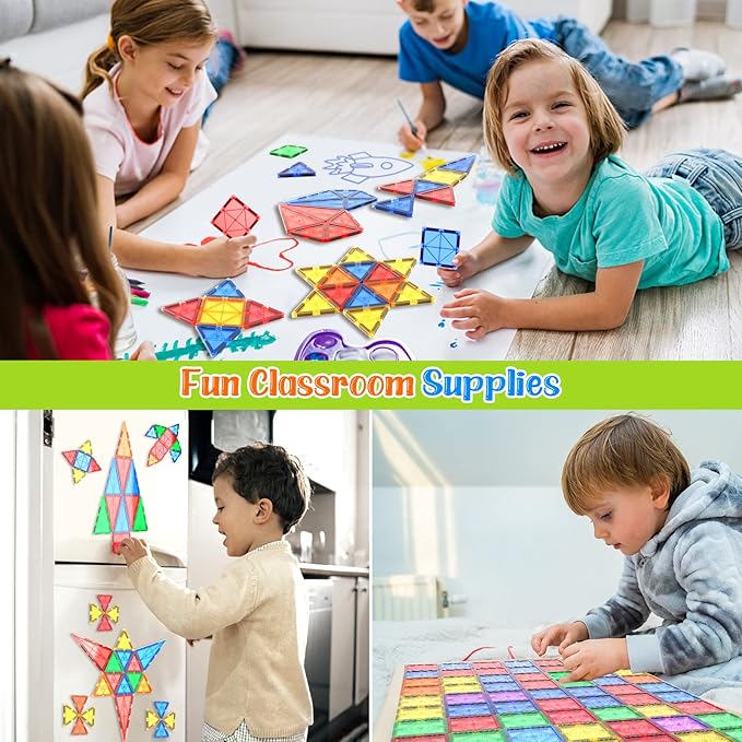 Magnetic Tiles Kids Toys STEM Magnet Toy for Toddler Magnetic Blocks Building Preschool Learning Sensory Montessori Toys 